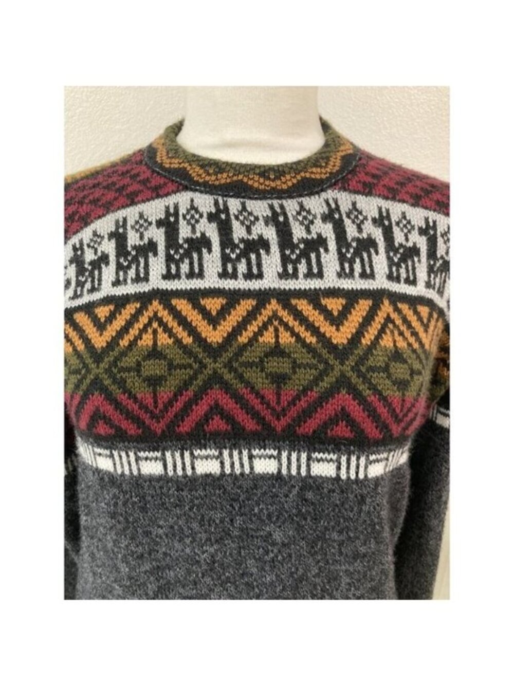 Aylins Peru Alpaca Wool Sweater M Fair Isle Nordic Andean Boho Folk Artisan Knit - Picture 3 of 13